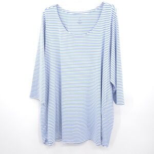 J. Jill Luxe Supima Tunic Women 3X Blue Striped A-Line 3/4 Sleeve Scoop Neck